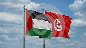 Tunisia and Palestine two flags