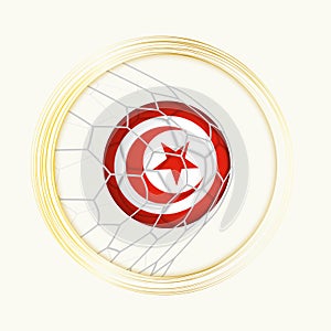 Tunisia scoring goal, abstract football symbol with illustration of Tunisia ball in soccer net