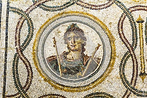 Tunisia. Tunis. Bardo Museum. A Roman fresco mosaic representing a portrait of a man. Fragment