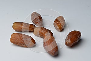 Tunisian Deglet Nour Dates on White Background