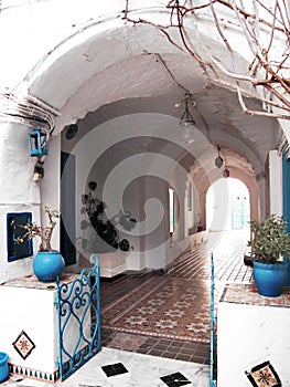 Tunisian Sidi Bou Said city - countyard house