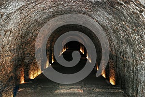 Tunnel in the ancient fortress of one of sights in Tarragona