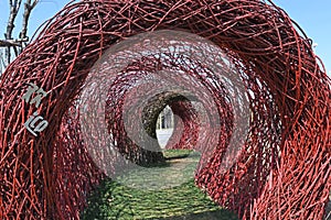 Tunnel architecture with rattan  in the garden