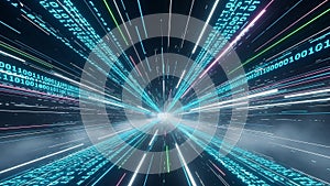 Tunnel through binary code abstract data stream speed