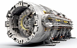 Tunnel Boring Machine isolated on transparent background.