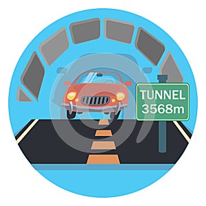 Tunnel circle icon with shadow