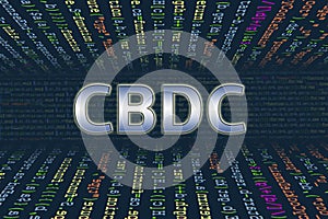 A tunnel from a computer program code. Central bank digital currency concept. Middle Source Software Source Code: CBDC