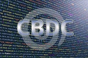 A tunnel from a computer program code. Central bank digital currency concept. Middle Source Software Source Code: CBDC