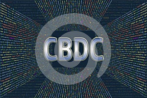A tunnel from a computer program code. Central bank digital currency concept. Middle Source Software Source Code: CBDC