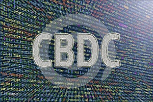 A tunnel from a computer program code. Central bank digital currency concept. Middle Source Software Source Code: CBDC