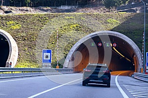 Tunnel entrance. Tunel do Marão is a road tunnel located in Portugal.