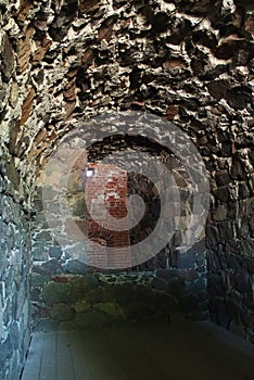 Tunnel in fortress, Sveaborg, Suomenlinna in Finland