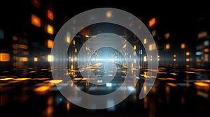 Tunnel of glowing binary code showcasing depth and light in a digital landscape