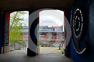 Tunnel with graffiti in the city