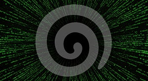 Green Matrix Code Digital Tunnel Background