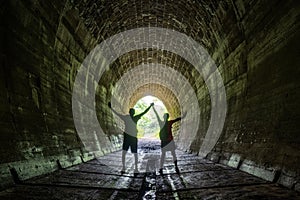 Tunnel with green forest landscape near the village of Slavosovce photo