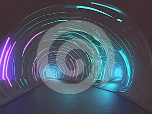 a tunnel that has a blue light on it photo