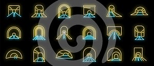 Tunnel icons set vector neon