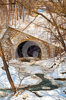 Tunnel and icy stream