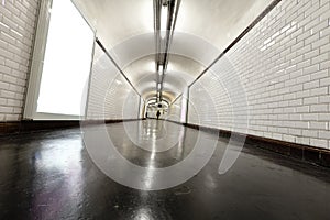 Tunnel illuminated with neon