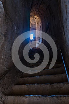 The tunnel leading from a secret entrance to the north-eastern entrance to the Nimrod Fortress located in Upper Galilee in norther