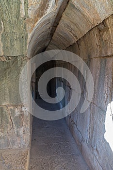 The tunnel leading to a secret entrance from the north-eastern entrance to the Nimrod Fortress located in Upper Galilee in norther