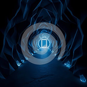 A tunnel made of blob and fold architecture, designed parametrically, tunnels through the nightspace - generated by ai