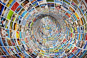 Tunnel of media, images, photographs