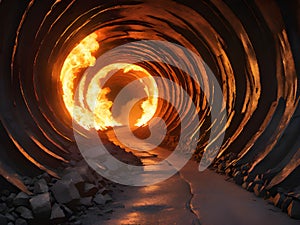 tunnel in the middle of fire