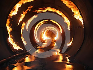 tunnel in the middle of fire