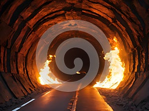 tunnel in the middle of fire