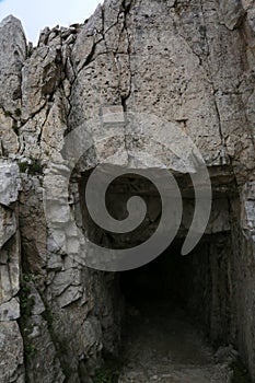 Tunnel in the mountain Road called Strada delle Gallerie in Ital photo