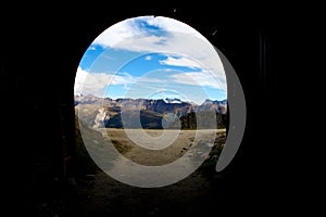 Tunnel and mountains