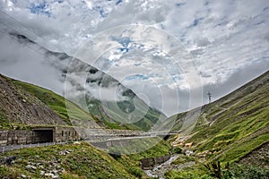 Tunnel in mountains of Caucasus.