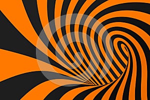 Tunnel optical 3D illusion raster illustration. Contrast lines background. Hypnotic stripes ornament. Psychedelic, abstract art