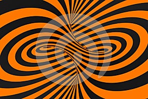 Tunnel optical 3D illusion raster illustration. Contrast lines background. Hypnotic stripes ornament. Psychedelic, abstract art