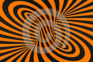 Tunnel optical 3D illusion raster illustration. Contrast lines background. Hypnotic stripes ornament. Psychedelic, abstract art