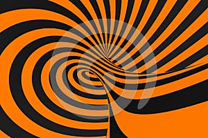 Tunnel optical 3D illusion raster illustration. Contrast lines background. Hypnotic stripes ornament. Psychedelic, abstract art