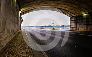 Tunnel on a road along the Potomac River in Washington, DC.