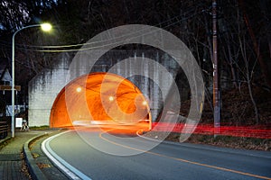 Tunnel on the road in japan