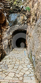 Tunnel road under a rock in Mallorca