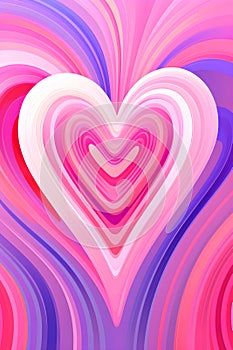 Tunnel romantic hearts in pink colors. Hypnotic heart shaped tunnel. Retro psychedelic background