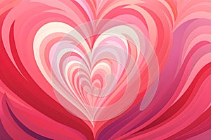 Tunnel romantic hearts in pink colors. Hypnotic heart shaped tunnel. Retro psychedelic background
