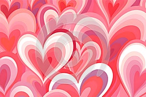 Tunnel romantic hearts in pink colors. Hypnotic heart shaped tunnel. Retro psychedelic background