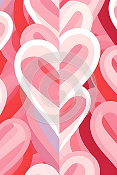 Tunnel romantic hearts in pink colors. Hypnotic heart shaped tunnel. Retro psychedelic background