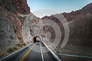 Tunnel on Ruta 7 the road between Chile and Argentina through Cordillera de Los Andes - Mendoza Province, Argentina