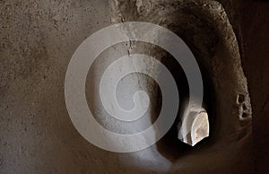 Tunnel in Selime rock-cut monastery in Cappadocia, Turkey