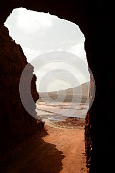 The tunnel to the salt evaporation ponds in Pedra de Lume. Sal island. Cape Verde