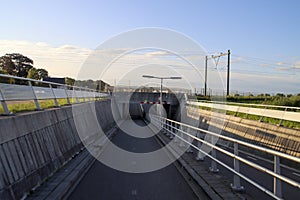 Tunnel under railroad track between Rotterdam and Gouda at Moordrecht
