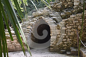 Tunnel Used By Priests, Ancient Mayan Ruins, Coba Mexico photo